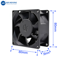 Kipas Brushless DC AM8038H12S Tahan Air IP68 High Cfm 8038 80x80x38mm 80cfm 12V 24V 48V untuk Kabinet