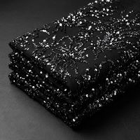 Robe de soirée de luxe noire, tricotée, à sequins floraux brodés, en tissu personnalisé poly/spandex/PET de poids moyen, pour fêtes