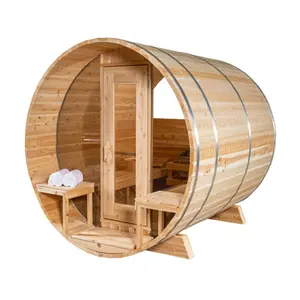 Customized Size Barrel Sauna With Wooden Stove