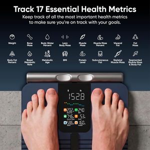 Báscula Digital Inteligente para Grasa Corporal con Control por Voz y Bluetooth, Plataforma de ABS y Vidrio Templado, Capacidad de 180 kg para Uso en Baño - Product Image 2