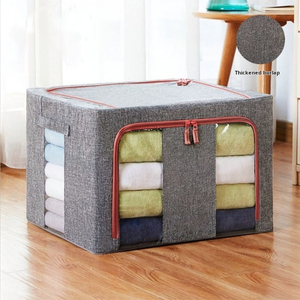Caja de almacenamiento rectangular apilable de 66L, organizador de contenedores de ropa plegable con ventana transparente y asas de transporte - Product Image 4