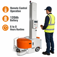 Machine d'emballage de palettes autopropulsée JINWEI, robot d'emballage extensible mobile, capacité de 200-300 palettes, charge 120Ah, écran tactile PLC