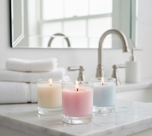 Bougie en verre pastel à mèche unique, parfumée sur mesure, en cire de soja artisanale de qualité supérieure, décoration intérieure, aménagement minimaliste de bureau, Noël - Product Image 3