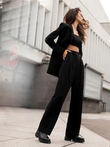 Pantalons droits en tissu sergé pour femmes, <span class=keywords><strong>pantalon</strong></span> de costume vintage sans blazer, <span class=keywords><strong>pantalon</strong></span> droit personnalisé pour femmes - Product Image 4