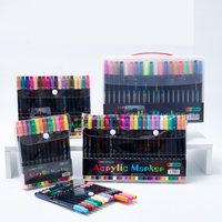 Ensemble de marqueurs à peinture acrylique 72 couleurs, double pointe, pinceau souple, marqueurs acryliques pour surface plastique