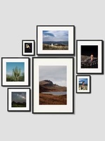 Cadre photo magnétique moderne 50x70 cm |   Cadre en bois clair noir et blanc avec bordure fine