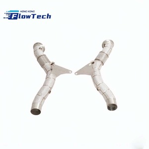 ท่อดาวน์ไปป์แบบไหลสูง 304 SS พร้อมแผ่นกันความร้อนสำหรับ Ferrari F8 3.9T V8 เพิ่มประสิทธิภาพ - Product Image 1