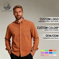 Chemise Oxford pour homme 100% Coton, style Heritage, décontractée, avec logo personnalisé, boutonnée, teinte en pièce, effet délavé naturel, texturée