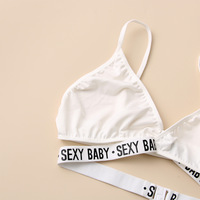 Ensemble deux pièces croisé pour femme, soutien-gorge et culotte, couleur unie, imprimé lettres