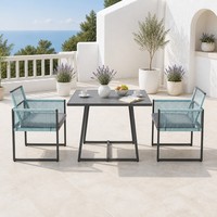 Ensemble de table et chaises de restaurant en rotin PE moderne Joye Leisure, pour l'extérieur, avec plateau en verre, pour hôtel et villa