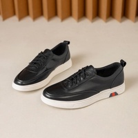 Personnalisation d'usine, personnalisation du logo, OEM, ODM. Sneakers décontractées en cuir véritable pour hommes - Noir et blanc polyvalents, légers
