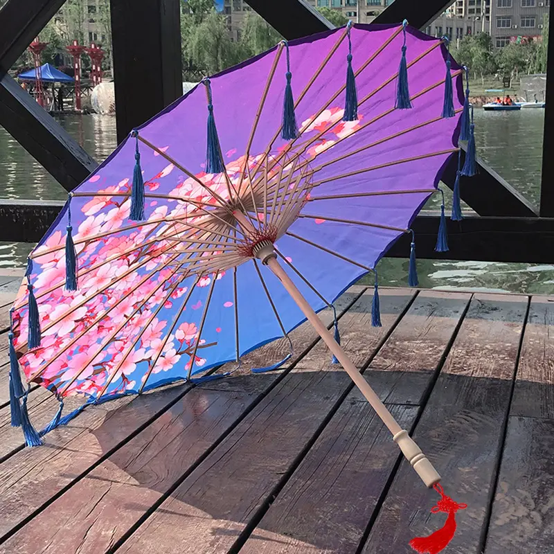 Chinese Vintage OEM Fashion Parasols Outdoor Print Design Sun Paper Umbrella For Show