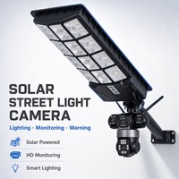 Farola Solar para Exteriores con 4 Cámaras de Vigilancia Integradas, Lámpara de Seguridad Solar con Control Inteligente para Uso Residencial y Agrícola