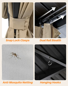 10x12 WeatherFlex 3-in-1 Bugproof Mesh Gazeboストームプルーフデュアルルーフ & スナップオンカーテン屋外パティオオアシス用 - Product Image 5