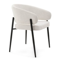 Fauteuil ergonomique moderne à dossier incurvé, revêtu de tissu bouclé, avec pieds en métal noir
