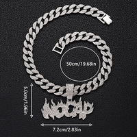 Cadena Cubana de Aleación de Zinc con Incrustaciones de Diamantes de Imitación y Colgante de Llama NOCAP para Hombre, Estilo Hip Hop Urbano