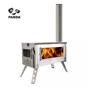 Poêle de camping portable en acier inoxydable, à bois, avec foyer et cheminée, pour cuisson et chauffage en extérieur - Product Image 1