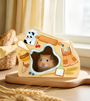 Maisonnette en bois pour hamster, labyrinthe amusant avec toboggan, cabane à double étage pour gerbilles nains, souris, rats et petits animaux