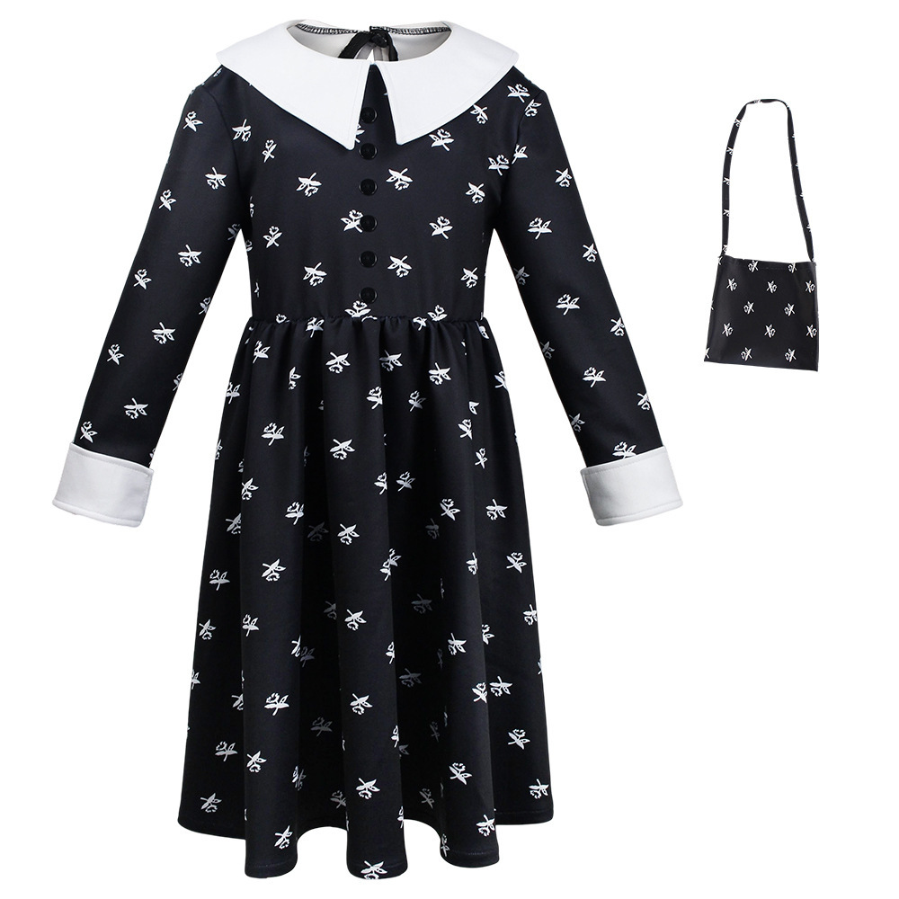 Robe et sac imprimés noirs