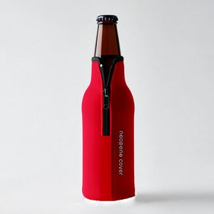 Manchon isotherme personnalisé en néoprène pour bouteille de bière, refroidisseur de bière avec fermeture éclair et base collée - Product Image 2
