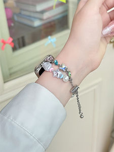 Adecuado para <span class=keywords><strong>Apple</strong></span> <span class=keywords><strong>Watch</strong></span> <span class=keywords><strong>Series</strong></span> 10 9 8 <span class=keywords><strong>7</strong></span> 6 5 4 3 2 Lindas correas de pulsera de perlas 38/40/41/42/44/45/49mm Pulseras - Product Image 2