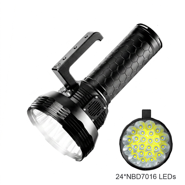 Rechargeable High-Power White Laser Flashlight-Portable Camping Rescue Searchlight with LCD Battery Display