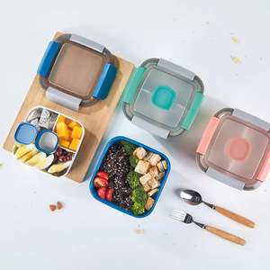 Boîte à lunch pour micro-ondes avec compartiments, grande capacité, adaptée aux étudiants, fermeture à pression sur quatre côtés, écologique, en PP - Product Image 6