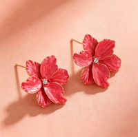 Anting Tusuk Bunga Enamel dari Paduan Seng untuk Wanita, Anting Bunga Mekar Manis, Perhiasan Musim Semi Musim Panas, Hadiah