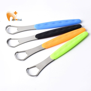 Raspador <span class=keywords><strong>de</strong></span> lengua <span class=keywords><strong>de</strong></span> acero inoxidable Recubrimiento <span class=keywords><strong>de</strong></span> lengua limpio mal aliento bacterias virus adecuado para quirófano dental - Product Image 1