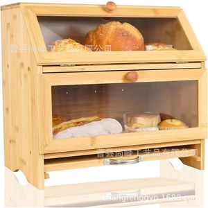 Boîte de rangement pour pain en bambou Shangfeng avec porte en verre, organisateur de cuisine multifonctionnel pour la pâtisserie, les aliments et les fruits - Product Image 1