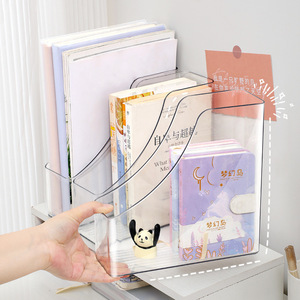 Transparent Desk Book Organizer Rectangle Multi-purpose Standing Type Office Storage Box Document Holder 1 Layer - Product Image 2