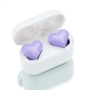 Heartbuds TWS BT 5.3 earphone nirkabel, Headset wanita bentuk hati, earbud dalam-telinga, hadiah untuk perempuan