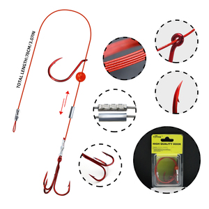 Costom Logo Biển Câu Cá Sống Mồi Giàn Với 7 Sợi Dây Thép Dày Màu Đỏ Bạch Tuộc Móc Và Móc Treble Xoay Câu Cá Giải Quyết - Product Image 4