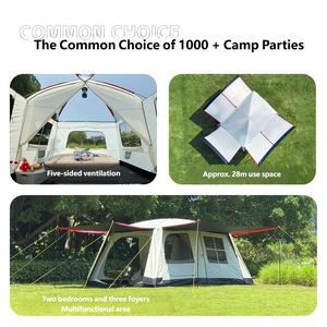 Tente de camping Gofun pour 10 personnes, en tissu Oxford noir, double couche, quatre saisons, deux chambres, trois vestibules, grande taille - Product Image 3