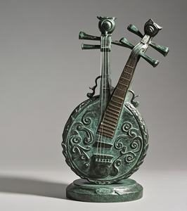 Chinese Tradition Classical Music Wholesale Instrument Stunning Bronze <strong>Lute</strong> Sculpture <strong>for</strong> <strong>Sale</strong> - Product Image 3