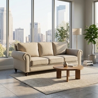 Weiße Salon-Couch Gepolstertes Samt-Sofa mit Goldenem Edelstahl-Dekor für Villa Wohnzimmer Gästehaus-Möbel