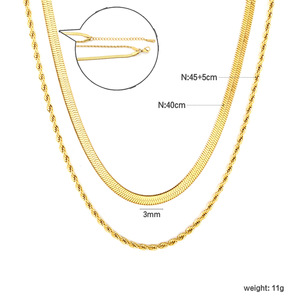 Collier ras du cou double couche style européen et américain, plaqué or 18 carats, en acier inoxydable, bijou tendance - Product Image 4