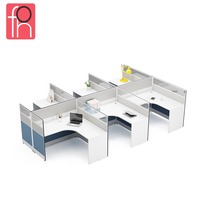 Station de travail de bureau pour 4 personnes, bureau de groupe, style moderne