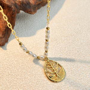 Waterproof 18K Gold PVD Plated Stainless Steel <strong>Necklace</strong> Cute Ocean Series Shell <strong>Pendant</strong> Jewelry with <strong>Pearl</strong> for Women - Product Image 5