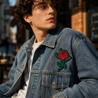 Fabricant de patchs brodés personnalisés en forme de rose, style tatouage, applique florale pour vestes, chapeaux, sacs, vêtements, vente en gros