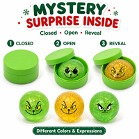 Balle Squishy Mystère de Noël Remplie de Paillettes, Jouet Surprise en Capsule à Presser avec Plusieurs Expressions pour Cadeaux de Fêtes