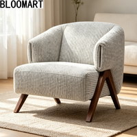 Moderne Weiche Leder-Akzentstühle für Salon Einzelner Sessel mit Holzbeinen Loungesessel für Wohnzimmer Hotel