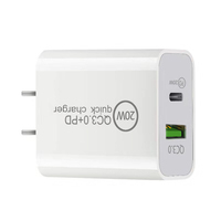 Cargador de Pared PD de 20W al por Mayor, Enchufe US/EU/UK/AU, Doble Puerto Tipo C y USB QC3.0, Carga Rápida, Mini Adaptador, Cargador para Teléfono Inteligente