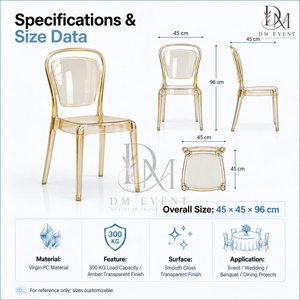 Chaise Moderne en PC Transparent Effet Champagne, Chaise Monobloc en Polycarbonate pour Mariages et Événements, Fournisseur en Gros - Product Image 4