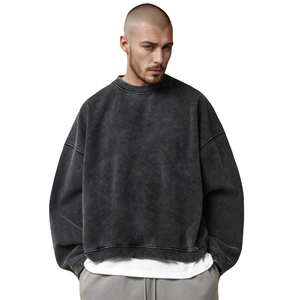 <span class=keywords><strong>Felpa</strong></span> a manica lunga oversize con scollo a girocollo personalizzato in cotone bianco con stampa a sbuffo <span class=keywords><strong>Vintage</strong></span> <span class=keywords><strong>nera</strong></span> - Product Image 1