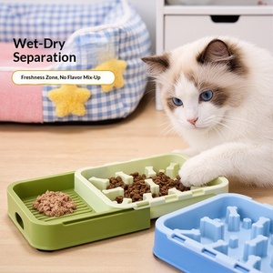Bols doubles interactifs <span class=keywords><strong>pour</strong></span> chiens et chats, en plastique, <span class=keywords><strong>pour</strong></span> une alimentation saine et lente, portables, <span class=keywords><strong>pour</strong></span> une utilisation en intérieur - Product Image 1
