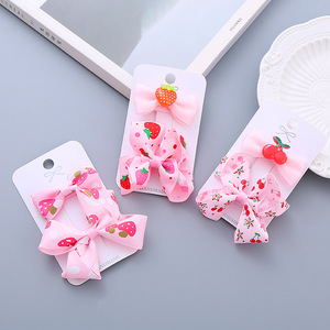 Lot <span class=keywords><strong>de</strong></span> 2 pinces et épingles à cheveux en tissu rose délicat, style doux, avec nœud, <span class=keywords><strong>accessoires</strong></span> mignons pour cheveux d'enfants, pour fêtes et tenues décontractées - Product Image 2