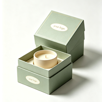 Boîte cadeau de luxe pour bougie en papier couché avec logo personnalisé, estampage à chaud et gaufrage, structure haut de gamme en deux parties