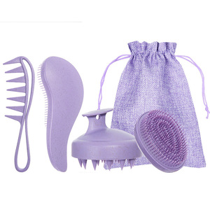 Logo personnalisé d'usine lavage naturel paille de blé peigne brosse pour shampooing <span class=keywords><strong>et</strong></span> sèche-cheveux brosse démêlant brosse à cheveux pour les femmes - Product Image 2
