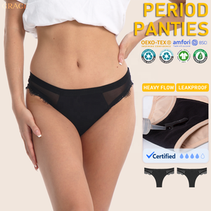 RTS 4 Capas Encaje Cullote Menstruelle Bambú A Prueba De Fugas Incontinencia Bikini Low Rise Bragas Menstruales Tangas Encaje Periodo Tangas - Product Image 1